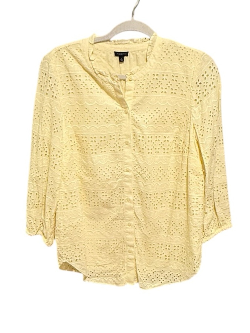 Talbots Pale Yellow Eyelet Button-Front Blouse